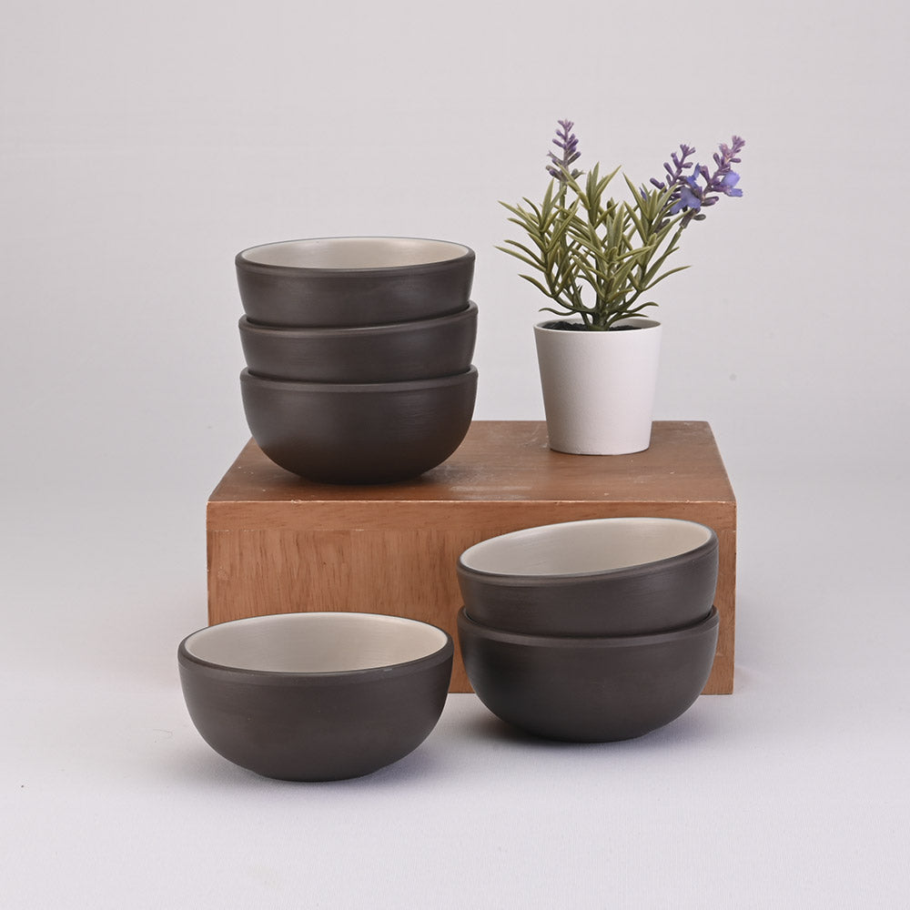 Soup Bowl Set 6pc Two Tone 12.3 cm - Terraclay + Brown – Servewell