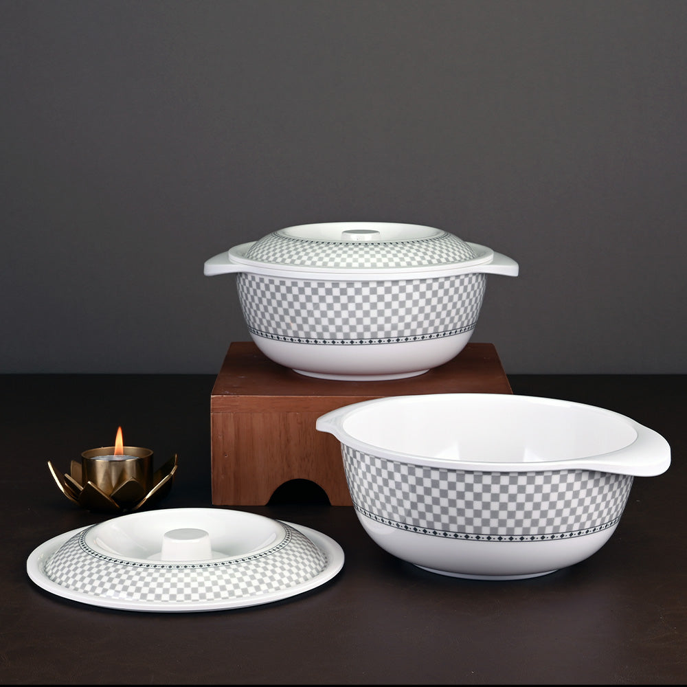 4 pc Serving Bowl with Lid Set 19 cm - Checkers – Servewell Dinnerware