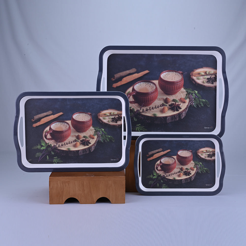 3 pc Tray Set Sturdy - Milk Tea