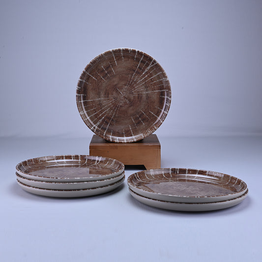 6 pc Dinner Plate Set Dome 27 cm - Wedge (Brown Base)