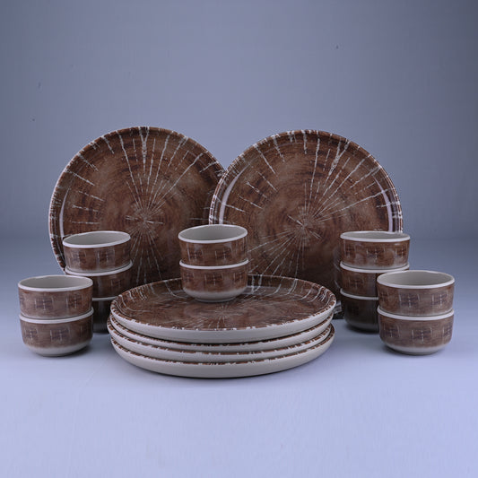 18 pc Buffet Set Dome - Wedge (Brown Base)