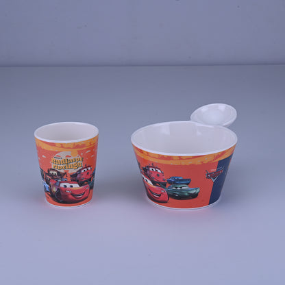 2 pc Fries Bowl & Glass Set - Cars