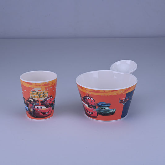 2 pc Fries Bowl & Glass Set - Cars