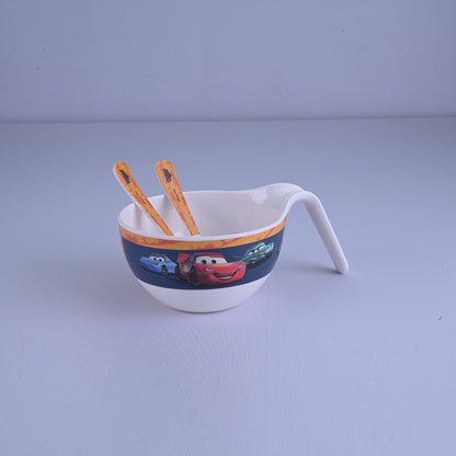 3 pc Maggie Bowl Fork & Spoon Set - Cars