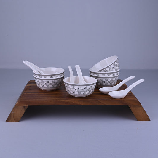 12 pc Soup Bowl with Spoon Set Rnd - Chia